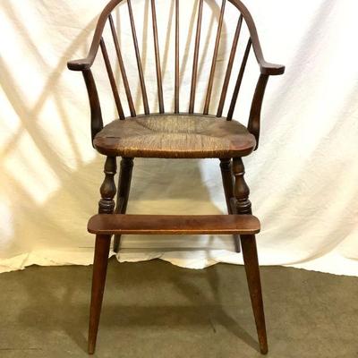 JIFI201 Antique, Colonial Era, Childrenâ€™s Highchair	Colonial era, children's arm chair with spindle back. Has wear appropriate with...