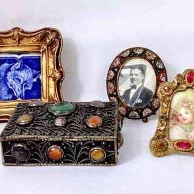 JIFI909 Fine Antique European, English, Persian, Czechoslovakian Collectables	late 1800's Czechoslovakian ornate, glass jeweled mini...