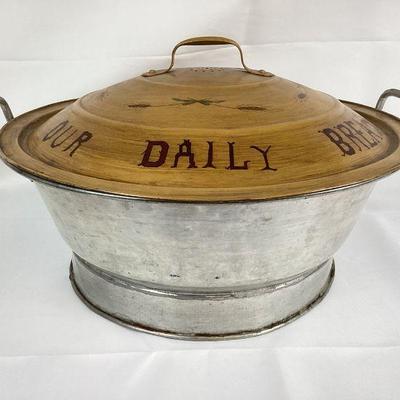JIFI101 Antique Dough Riser	This features a mustard yellow lid with wheat paintings and Christian text. The bowl has two sturdy handles,...