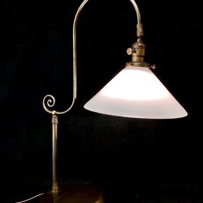 JIFI919 Leviton Vintage Handblown Glass Shade Lamp	Metal lamp with adjustable white glass shade. Works.
