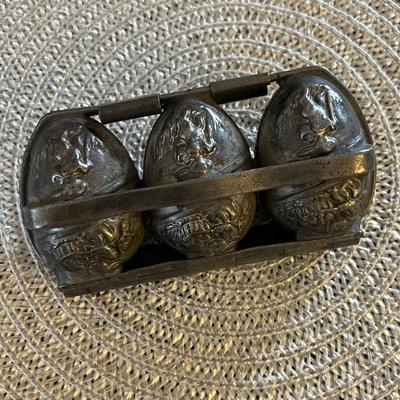 Vintage tin chocolate candy molds 3 Easter eggs. Estate sale price: $40