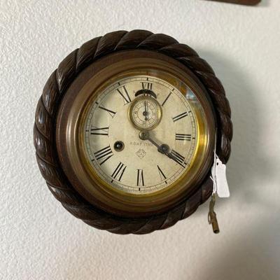 Pristine condition. Antique Ansonia cable lever wall clock. Estate sale price: $325