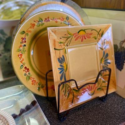 Terre Provence (made in France) hand painted plates. Estate sale price: $40 (square plate) and $50 (round plate)