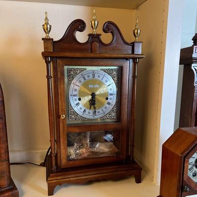 Howard Miller Pillar & Scroll mantel shelf clock. Estate sale price: $225