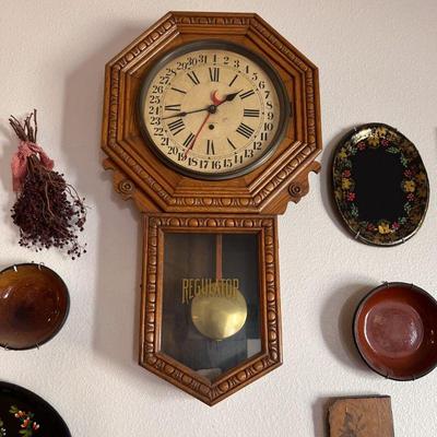 Antique New Haven regulator eclipse wall clock. Estate sale price: $225