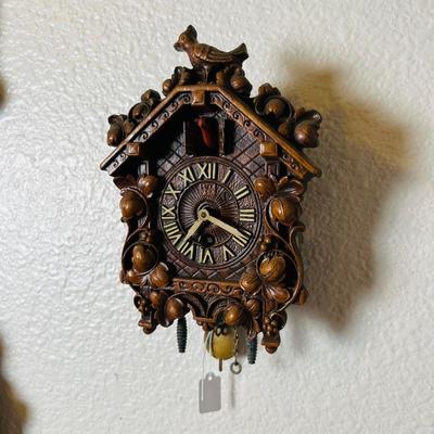 Miniature LUX wall clock. 1937 Lux Keebler animated mini cuckoo clock. Estate sale price: $90
