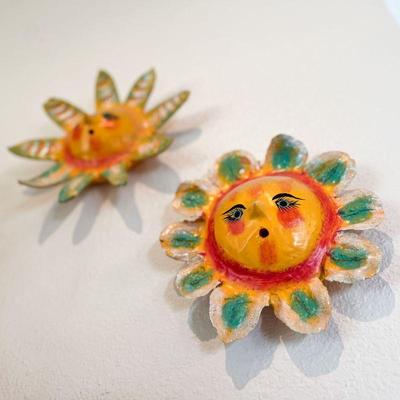 Made in Guerrero, Mexico. Folk art coconut mask. These masks are made from coconut shell and then built up with clay and other seed pods...