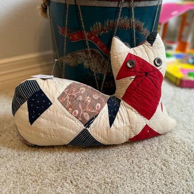 Quilted cat pillow doll. Vintage. Excellent condition. Estate sale price: $30