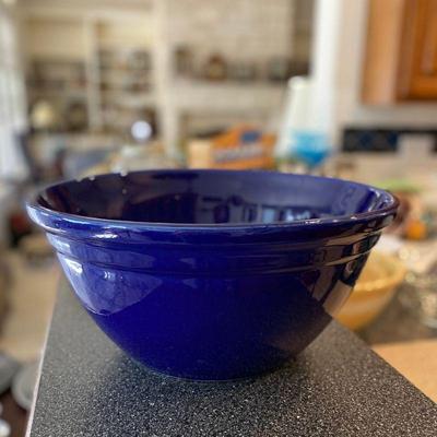 Dark blue McCoy 13 inch bowl. Estate sale price: $80