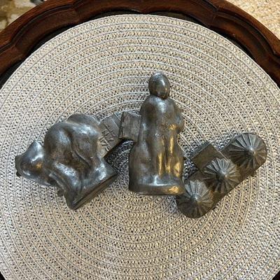 Antique pewter ice cream molds.
Left: Rare cat. $50
Center: Rare Sailor. $120
Right: Daisies. $25