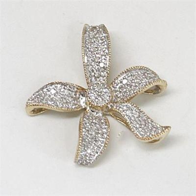 Lot 014   21 Bid(s)
Pave' Diamond and 14K Floral Pendant