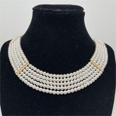 Lot 042   8 Bid(s)
Jacqueline Kennedy Classic Triple Strand Simulated Pearl Necklace