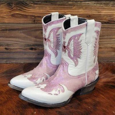 #450 â€¢ Mexicana Dragon Pink&White Leather Boots

