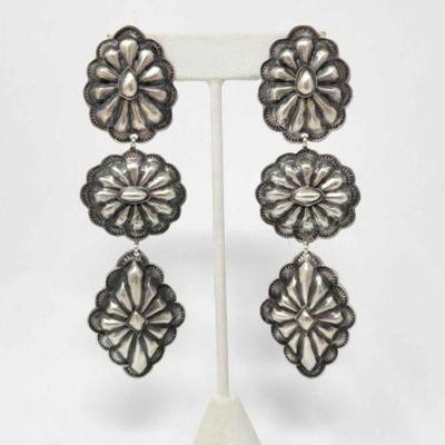 #488 â€¢ Native American Sterling Silver Conch Earings
