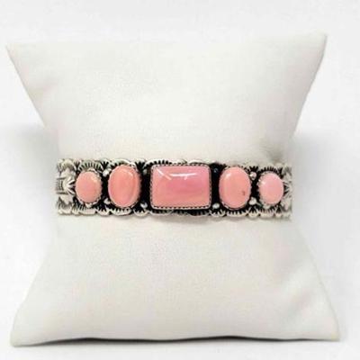 #478 â€¢ Native American Sterling Silver Pink Conch Shell Cuff
