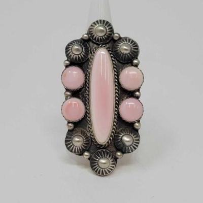 #462 â€¢ Native American Sterling Silver Pink Conch Ring, 23g
