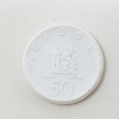 #1799 â€¢ German Meissen 50 Pfennig Porcelain Coin

