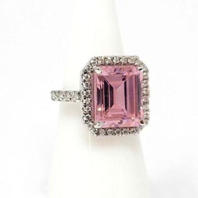#498 â€¢ Platinum Natural Diamond & Pink Sapphire Ring
