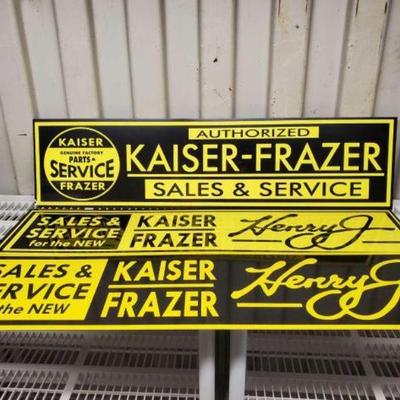 #7218 â€¢ (3) Kaiser-Frazer Sales & Service Signs
