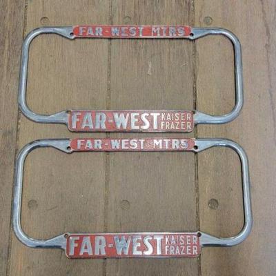 #7104 â€¢ Pair of Far-West MTRS Kaiser Frazer License Plates Frames
