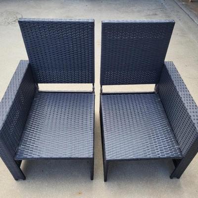 Design Within Reach 2 Black Wicker Lawn chairs 