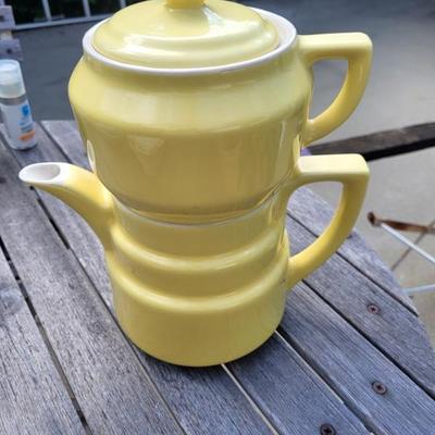1950's Vintage  Genuine Coorsite Ceramic Three-Tier Teapot is a lovely yellow. It's a Rare Find and in excellent condition!...