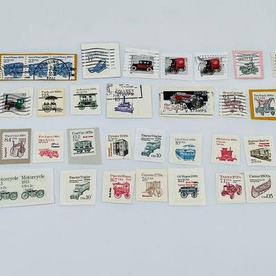 (38) Stamps Featuring Antique Cars & More
