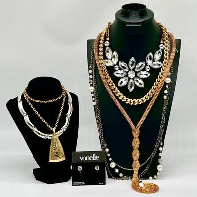 (7) Jewelry Incl. Vintage Napier Necklace & Swarovski Crystal Earrings

