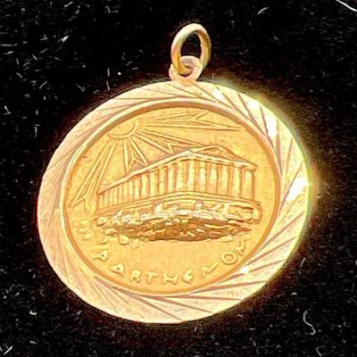 Sparkling 14K Gold Parthenon Pendant Fine Jewelry
