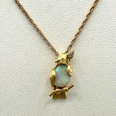 14k Gold Stamped Bird Necklace
