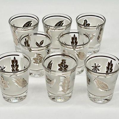 (8) Mid-Century Libbey Silver Frosted Shot Glasses
