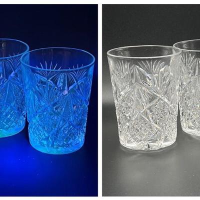 (3) Vintage Crystal Vaseline Glasses - UV Reactive!
