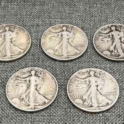 (5) Walking Liberty Half Dollars 1941 - 1945

