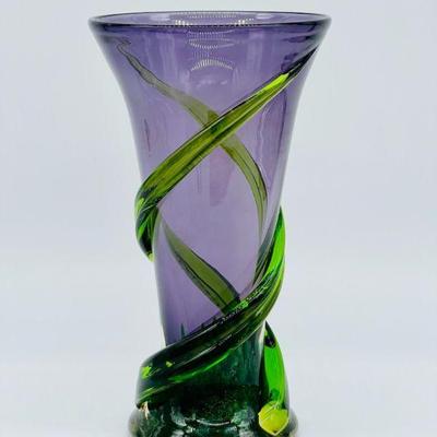 Mid-Century Murano Style Art Blown Glass Vase

