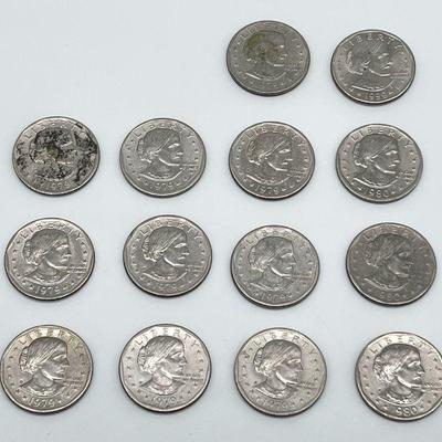 (14) Susan B. Anthony Liberty Dollar Coins 1979 - 1999
