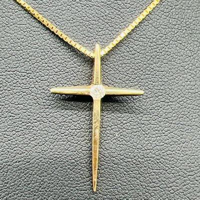14K Gold Diamond Cross Pendant
