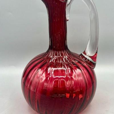 Vintage Cranberry Glass Pitcher
