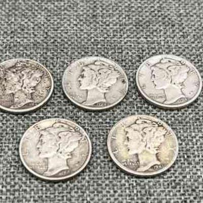 (5) Mercury Dimes Rare Coins
