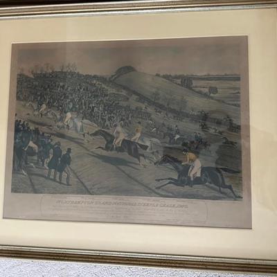 Northampton Grand National Steeple Chase of 1840 "Coming In" By Charles Hunt. Matted and Framed