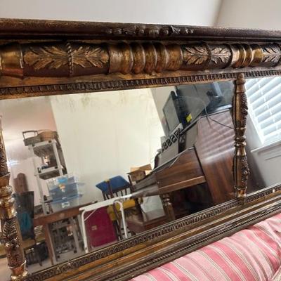 Late 19th Century, 3 panel wood with gold gilt over the mantle mirror Triptytch. Buy IT NOW $450 OBO