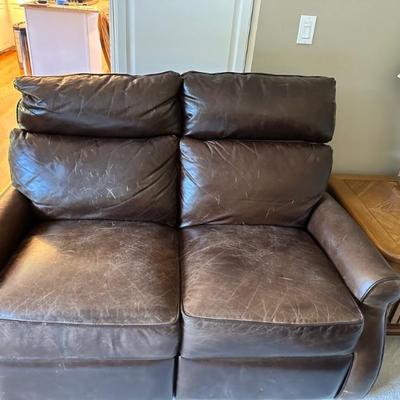 Leather loveseat - manual recliner