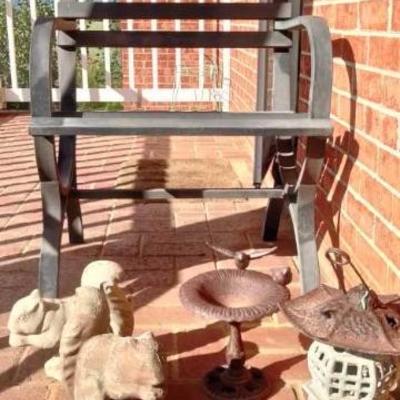 Patio chair & garden art