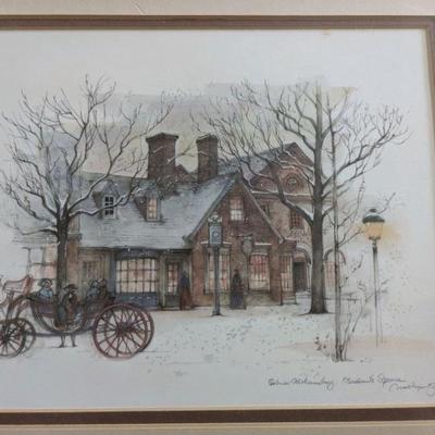 Mads Stage 1983 signed Framed Print Colonial Williamsburg Merchantâ€™s Square