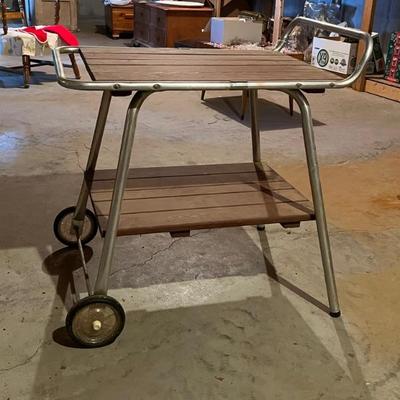 Mid century folding patio bar cart