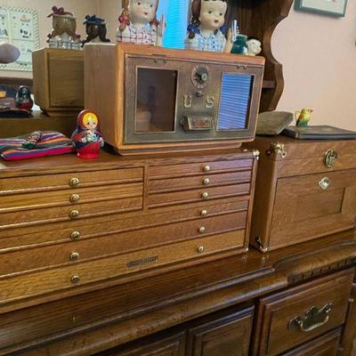 Large assortment of chests for storage, crafts, tools