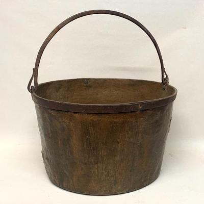 Very large antique brass pail, nice color