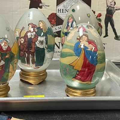 Reverse Painted Glass Eggs