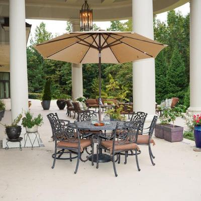 Outdoor Table with 6 Chairs and Umbrella