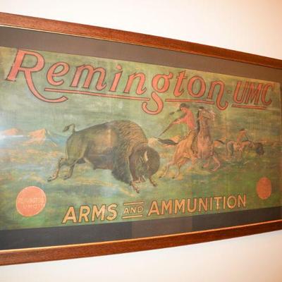 â€¢	Original Polychrome Remington UMC Clothing Advertising Banner. The colorful commercial Remington/UMC ammunition fabric advertising...