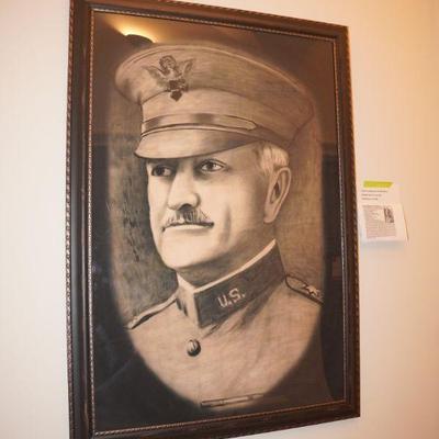 â€¢	Hand Drawn Charcoal of General Black Jack Pershing from the Museum of Patriotism. 
